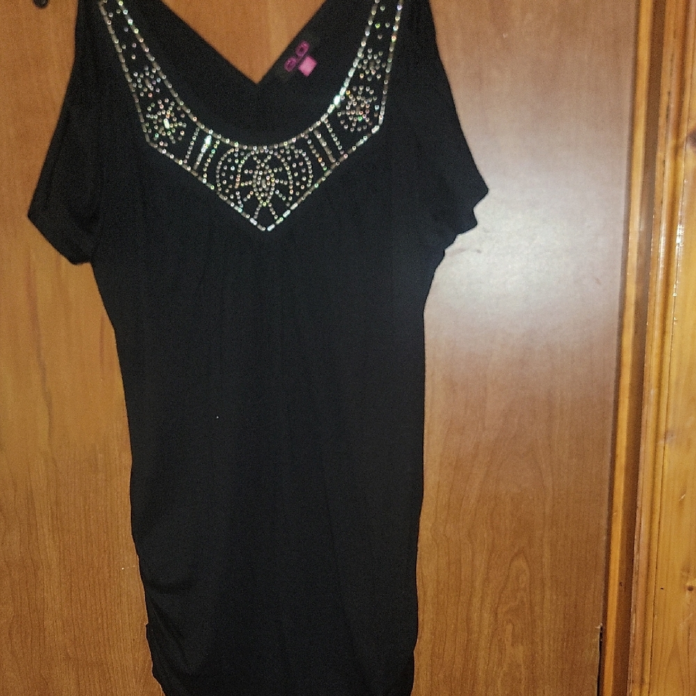 Elegant Black Embellished Women's Top